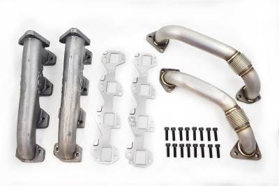 Rudy's Performance Parts - Rudy's High Flow Exhaust Manifolds w/ Up Pipes For 01-04 LB7 Duramax - Image 1