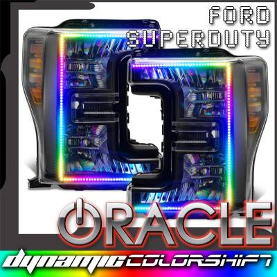 Oracle Lighting - Oracle Dynamic ColorSHIFT Pre-Assembled Headlights Black For 17-19 Ford Super Duty - Image 1