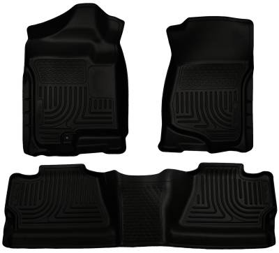 Husky Liners - Husky Liners Floor Liners Front & 2nd Row 07-14 Silverado/Sierra Crew Cab No Manual Shifter (Footwell Coverage) WeatherBeater-Black 98201 - Image 1