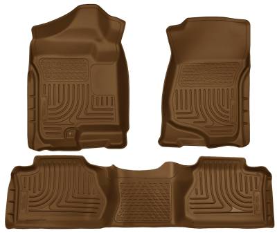 Husky Liners - Husky Liners Floor Liners Front & 2nd Row 07-13 Silverado/Sierra Extended Cab No Manual Shifter (Footwell Coverage) WeatherBeater-Tan 98213 - Image 1