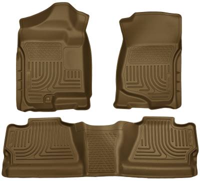 Husky Liners - Husky Liners Floor Liners Front & 2nd Row 07-14 Silverado/Sierra Crew Cab No Manual Shifter (Footwell Coverage) WeatherBeater-Tan 98203 - Image 1