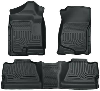 Husky Liners - Husky Liners Floor Liners Front & 2nd Row 07-14 Silverado/Sierra Crew Cab No Manual Shifter (Footwell Coverage) WeatherBeater-Grey 98202 - Image 1