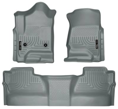 Husky Liners - Husky Liners Floor Liners Front & 2nd Row 14-15 Silverado/Sierra Crew Cab (Footwell Coverage) WeatherBeater-Grey 98232 - Image 1