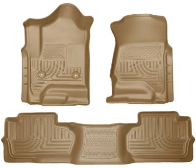 Husky Liners - Husky Liners Floor Liners Front & 2nd Row 14-15 Silverado/Sierra Dbl Cab (Footwell Coverage) WeatherBeater-Tan 98243 - Image 1