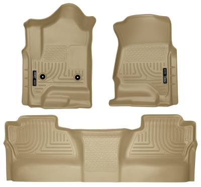Husky Liners - Husky Liners Floor Liners Front & 2nd Row 14-15 Silverado/Sierra Crew Cab (Footwell Coverage) WeatherBeater-Tan 98233 - Image 1