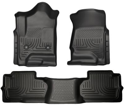 Husky Liners - Husky Liners Floor Liners Front & 2nd Row 14-15 Silverado/Sierra Dbl Cab (Footwell Coverage) WeatherBeater-Black 98241 - Image 1