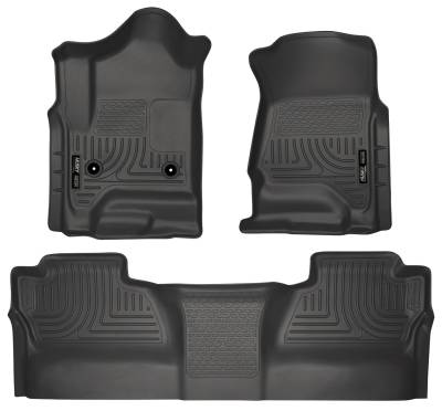 Husky Liners - Husky Liners Floor Liners Front & 2nd Row 14-15 Silverado/Sierra Crew Cab (Footwell Coverage) WeatherBeater-Black 98231 - Image 1
