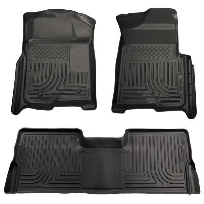 Husky Liners - Husky Liners Floor Liners Front & 2nd Row 09-14 F-150 SuperCrew No Manual Shifter (Footwell Coverage) WeatherBeater-Black 98331 - Image 1