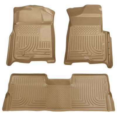 Husky Liners - Husky Liners Floor Liners Front & 2nd Row 09-14 F-150 SuperCrew No Manual Shifter (Footwell Coverage) WeatherBeater-Tan 98333 - Image 1