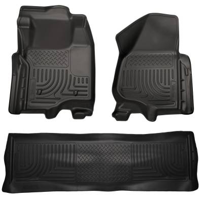 Husky Liners - Husky Liners Floor Liners Front & 2nd Row 11-12 F Series Super Duty Crew Cab (Footwell Coverage) WeatherBeater-Black 98711 - Image 1