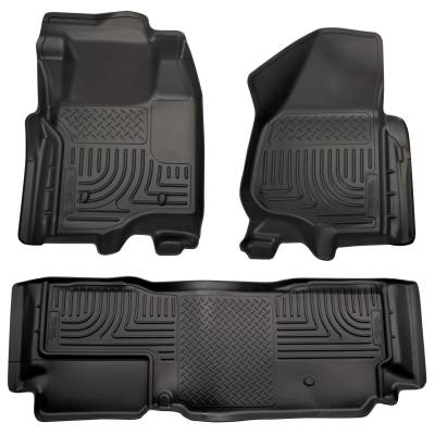 Husky Liners - Husky Liners Floor Liners Front & 2nd Row 11-12 F Series Super Duty Super Cab (Footwell Coverage) WeatherBeater-Black 98721 - Image 1
