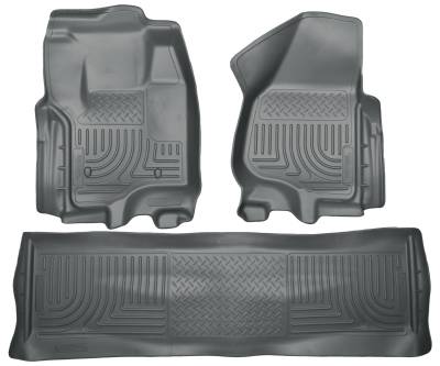 Husky Liners - Husky Liners Floor Liners Front & 2nd Row 12-15 F Series Super Duty Crew Cab (Footwell Coverage) WeatherBeater-Grey 99712 - Image 1