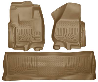 Husky Liners - Husky Liners Floor Liners Front & 2nd Row 12-15 F Series Super Duty Crew Cab (Footwell Coverage) WeatherBeater-Tan 99713 - Image 1