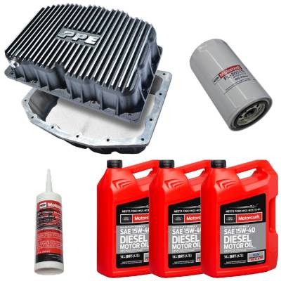 OEM Ford - PPE Brushed Oil Pan W/ Motorcraft 15W-40 Oil/Filter For 11-21 6.7L Powerstroke - Image 1