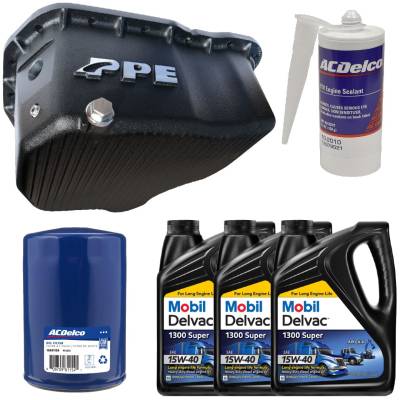 PPE - Oil Pan Kit Mobil Oil/Filter/Sealant/PPE Black Deep Pan For 01-10 6.6L Duramax - Image 1