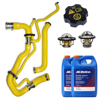 PPE - PPE Yellow Radiator Hose/Thermostat/ACDelco Coolant & Cap For 11-16 6.6L Duramax - Image 1