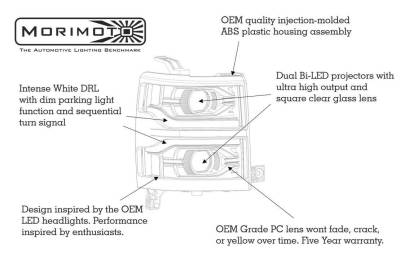 Morimoto - Morimoto XB LED Headlight Assemblies For 14-15 Chevy Silverado Chrome Trim Only - Image 5
