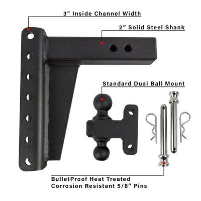 BulletProof Htiches - BulletProof Hitches Heavy Duty 2" Solid Shank 8" Drop/Rise 22,000 LBS Hitch - Image 6