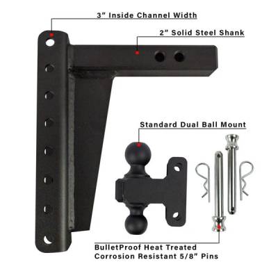 BulletProof Htiches - BulletProof Hitches Heavy Duty 2" Solid Shank 10" Drop/Rise 22,000 LBS Hitch - Image 6