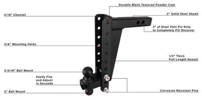 BulletProof Htiches - BulletProof Hitches Heavy Duty 2" Solid Shank 12" Drop/Rise 22,000 LBS Hitch - Image 7