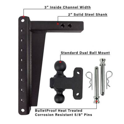 BulletProof Htiches - BulletProof Hitches Heavy Duty 2" Solid Shank 14" Drop/Rise 22,000 LBS Hitch - Image 6