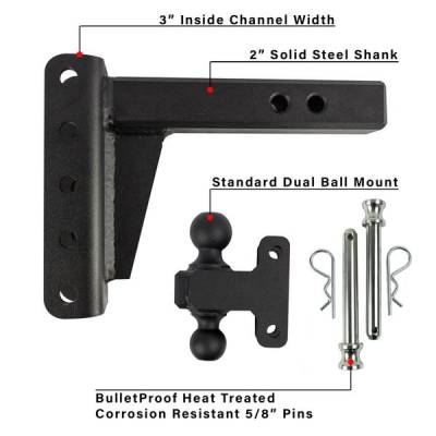 BulletProof Htiches - BulletProof Hitches Extreme Duty 2" Solid Shank 4" Drop/Rise 30,000 LBS Hitch - Image 6