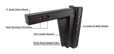BulletProof Htiches - BulletProof Hitches Extreme Duty 2" Solid Shank 8" Drop/Rise 30,000 LBS Hitch - Image 6
