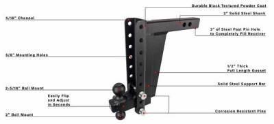 BulletProof Htiches - BulletProof Hitches Extreme Duty 2" Solid Shank 12" Drop/Rise 30,000 LBS Hitch - Image 5