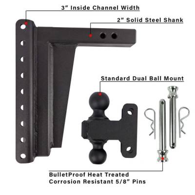 BulletProof Htiches - BulletProof Hitches Extreme Duty 2" Solid Shank 12" Drop/Rise 30,000 LBS Hitch - Image 6