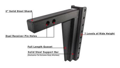 BulletProof Htiches - BulletProof Hitches Extreme Duty 2" Solid Shank 12" Drop/Rise 30,000 LBS Hitch - Image 7