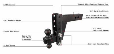 BulletProof Htiches - BulletProof Hitches Heavy Duty 2.5" Solid Shank 6" Drop/Rise 22,000 LBS Hitch - Image 6