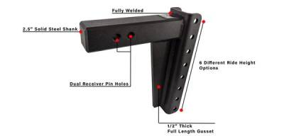 BulletProof Htiches - BulletProof Hitches Heavy Duty 2.5" Solid Shank 10" Drop/Rise 22,000 LBS Hitch - Image 7