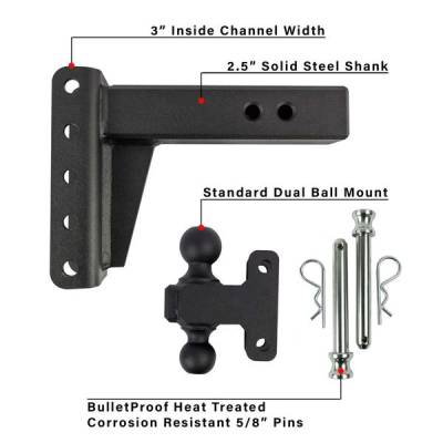 BulletProof Htiches - BulletProof Hitches Extreme Duty 2.5" Solid Shank 4" Drop/Rise 36,000 LBS Hitch - Image 7