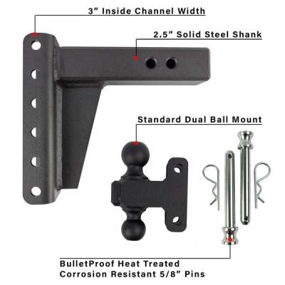 BulletProof Htiches - BulletProof Hitches Extreme Duty 2.5" Solid Shank 6" Drop/Rise 36,000 LBS Hitch - Image 7