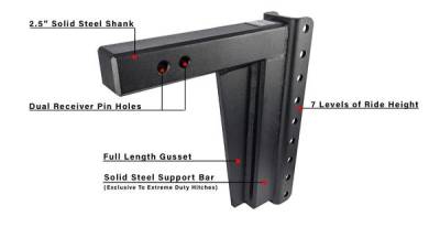BulletProof Htiches - BulletProof Hitches Extreme Duty 2.5" Solid Shank 12" Drop/Rise 36,000 LBS Hitch - Image 8