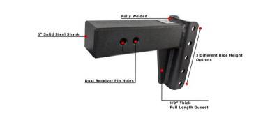 BulletProof Htiches - BulletProof Hitches Heavy Duty 3.0" Solid Shank 4" Drop/Rise 22,000 LBS Hitch - Image 9