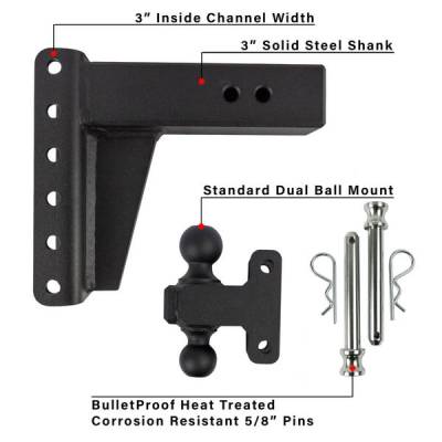 BulletProof Htiches - BulletProof Hitches Heavy Duty 3.0" Solid Shank 6" Drop/Rise 22,000 LBS Hitch - Image 7