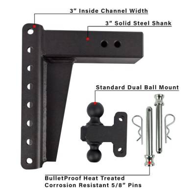 BulletProof Htiches - BulletProof Hitches Heavy Duty 3.0" Solid Shank 10" Drop/Rise 22,000 LBS Hitch - Image 7