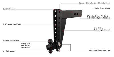 BulletProof Htiches - BulletProof Hitches Heavy Duty 3.0" Solid Shank 14" Drop/Rise 22,000 LBS Hitch - Image 6