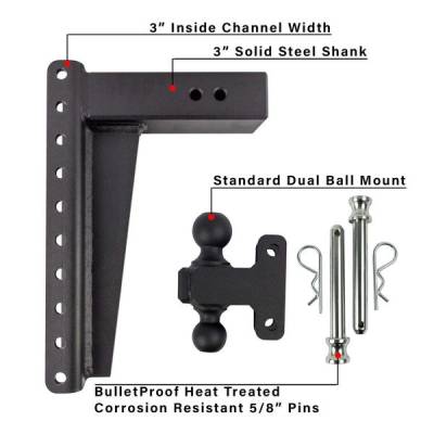 BulletProof Htiches - BulletProof Hitches Heavy Duty 3.0" Solid Shank 14" Drop/Rise 22,000 LBS Hitch - Image 7