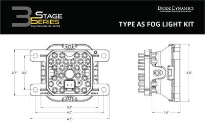 Diode Dynamics - Diode Dynamics SS3 Type AS White Max LED Universal Fog Light Kit W/ Backlight - Image 3