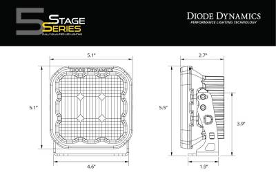 Diode Dynamics - Diode Dynamics SS5 White Sport Universal LED Spot Light Pod Kit W Wiring Harness - Image 3