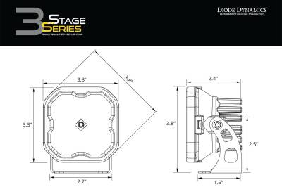 Diode Dynamics - Diode Dynamics Stage Series 3" 6000K Amber Sport Universal LED Fog Light Pod Set - Image 3