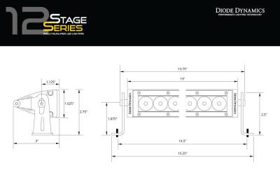 Diode Dynamics - Diode Dynamics Stage Series 12" SAE/DOT Amber LED Universal Flood Light Bar - Image 6