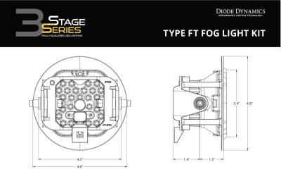 Diode Dynamics - Diode Dynamics SS3 Sport Yellow SAE Type FT Fog Light Kit W/ Amber Backlight - Image 5