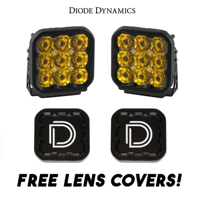 Diode Dynamics - Diode Dynamics SS5 Amber Sport Universal Spot Light Pod Kit w/ Black Lens Covers - Image 1