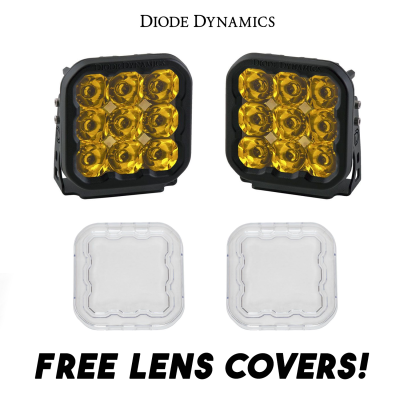 Diode Dynamics - Diode Dynamics SS5 Amber Sport Universal Spot Light Pod Kit w/ Clear Lens Covers - Image 1