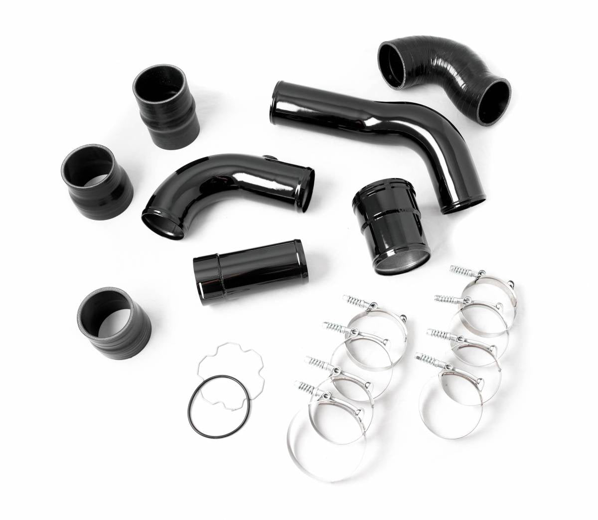 Image of Rudy's Black Aluminum Hot & Cold Side Intercooler Pipe & Boot Upgrade Kit For 11-16 6.7 Powerstroke