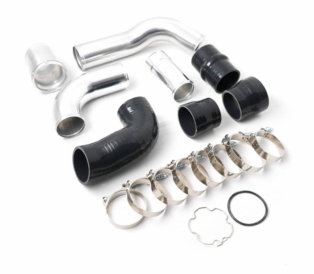 Image of Rudy's Polished Aluminum Hot & Cold Side Intercooler Pipe & Boot Upgrade Kit For 11-16 6.7 Powerstroke