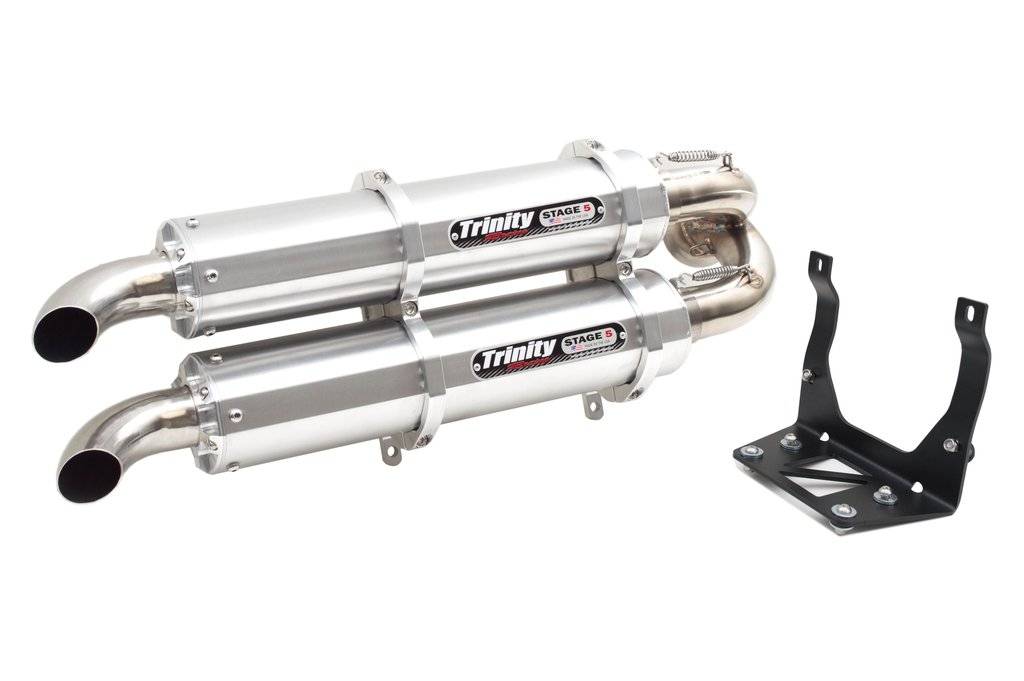 Image of Trinity Racing Slip-On Brushed Dual Exhaust For 17-20 Can-Am Maverick X3